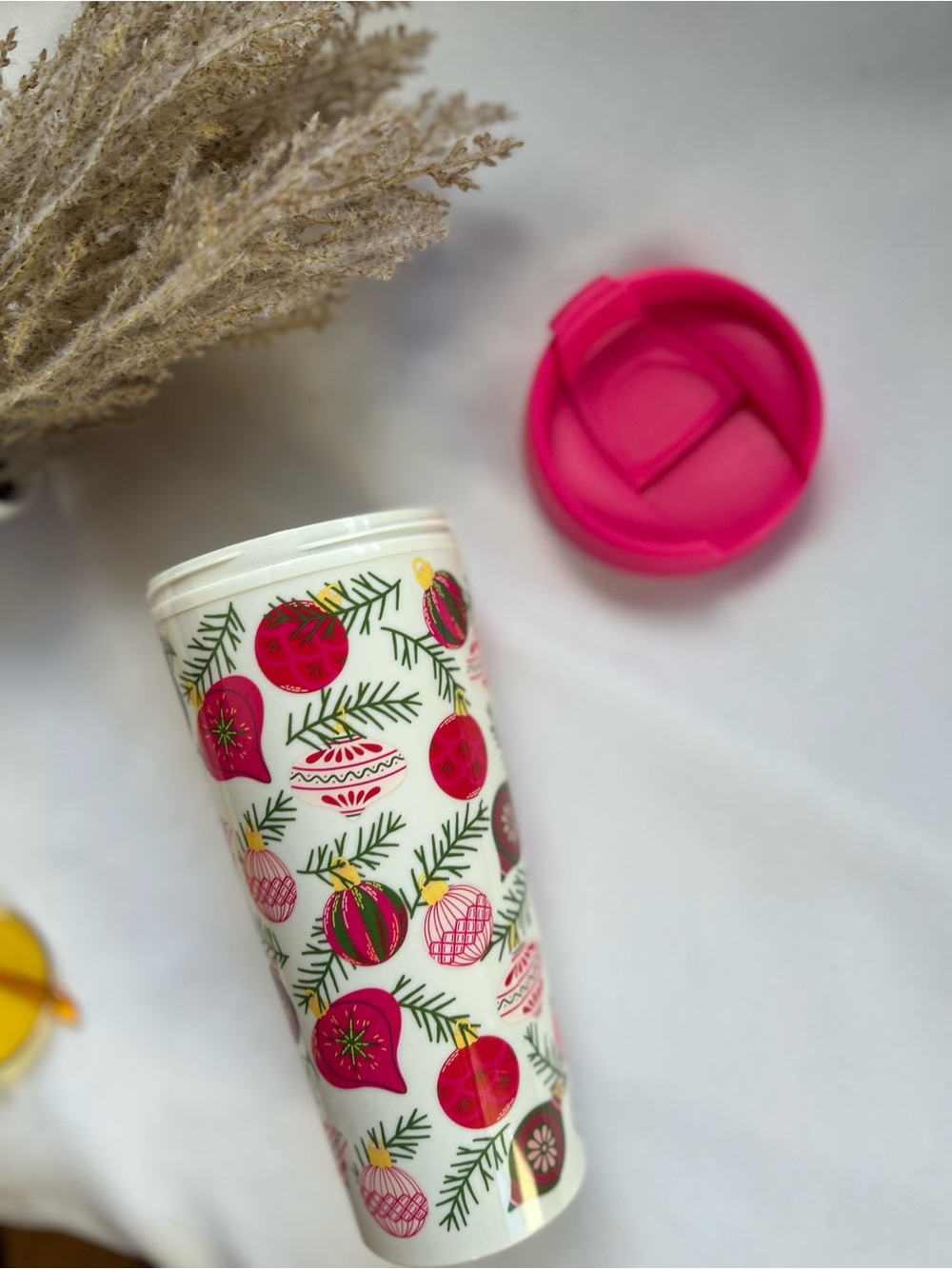Martha Stewart Holiday Ornament Travel Tumbler - Pink white new - Picture 2 of 7